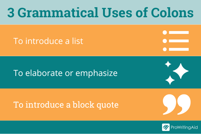 3 grammatical uses of colons