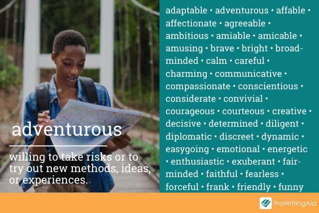 adjectives a-f, definition of adventurous