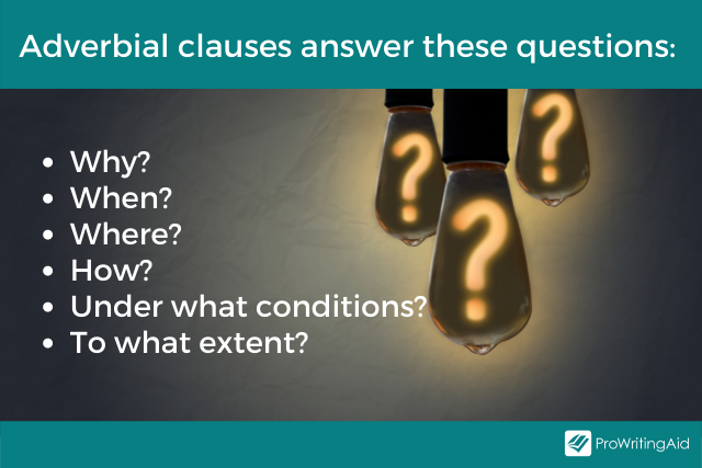 Image showing that adverbial clauses answer questions
