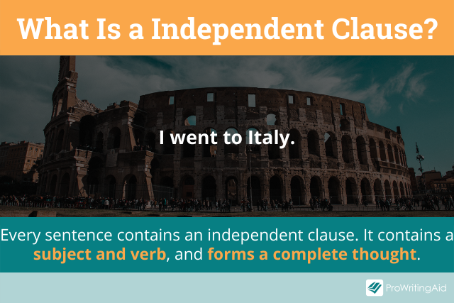 Image showing definition of independent clause